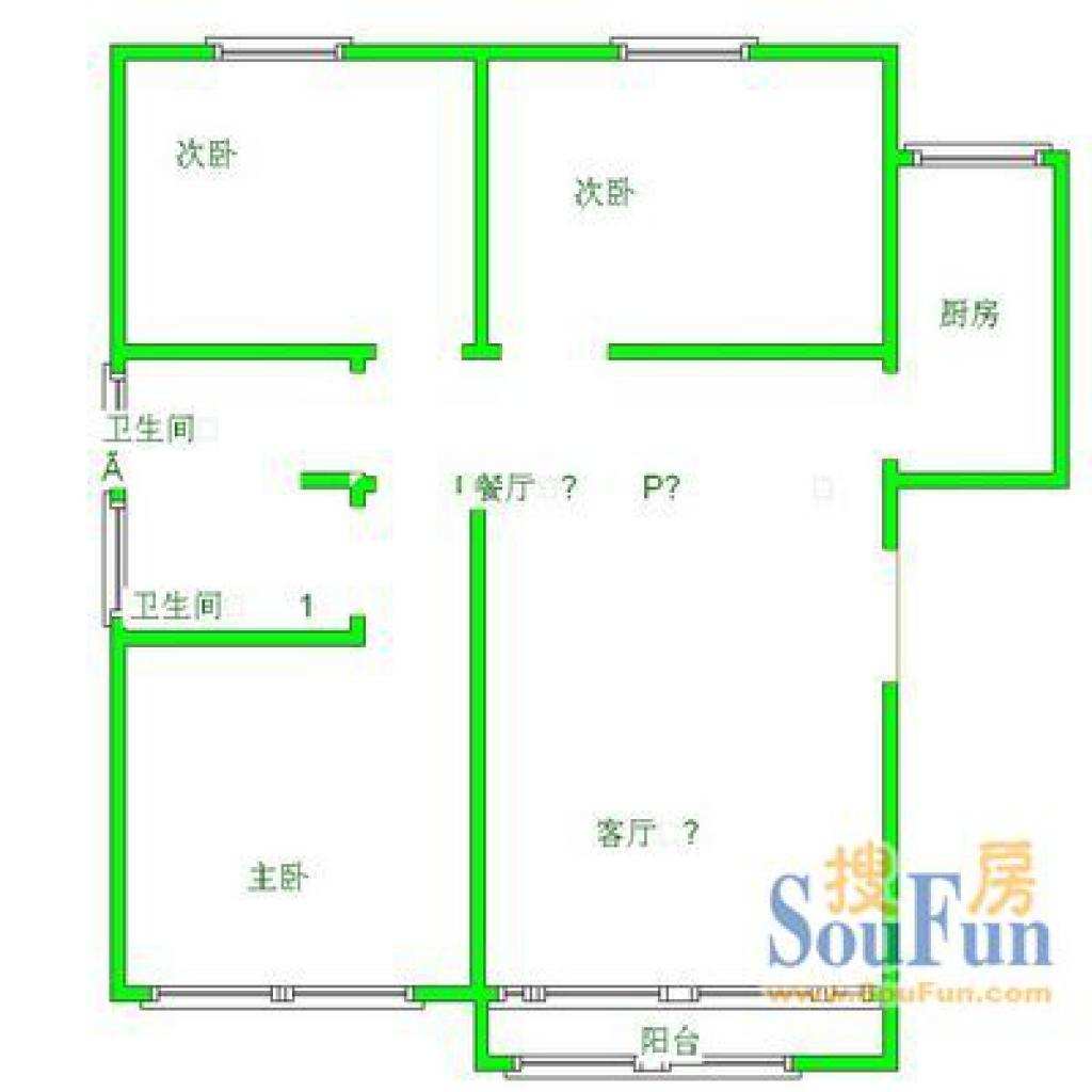 驿鑫.乡卿城  3室2厅2卫   85.00万户型图