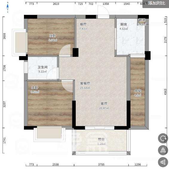 昌和商业中心/昌和国际  2室2厅1卫    1600.0元/月室内图1