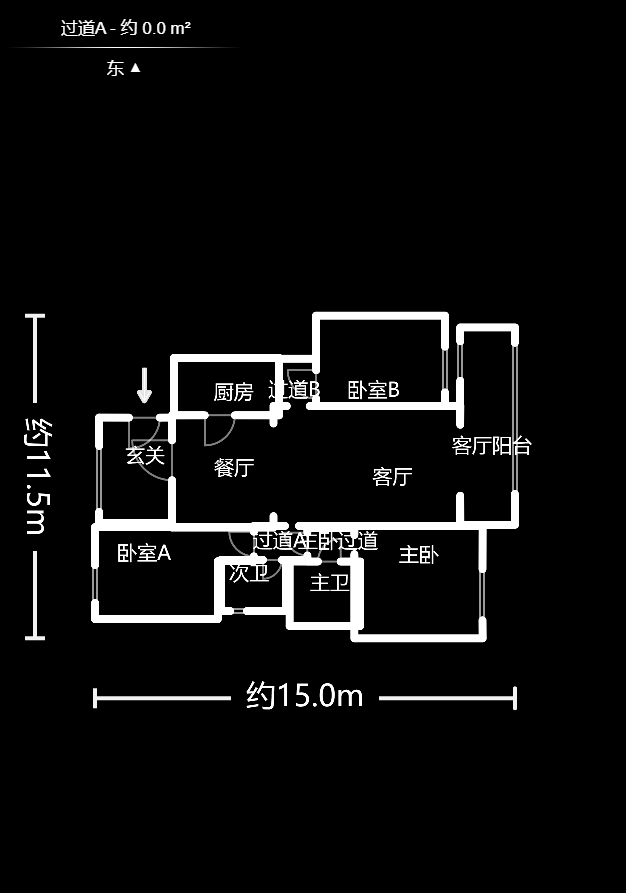 钰龙天下一期  3室2厅2卫   391.00万室内图1