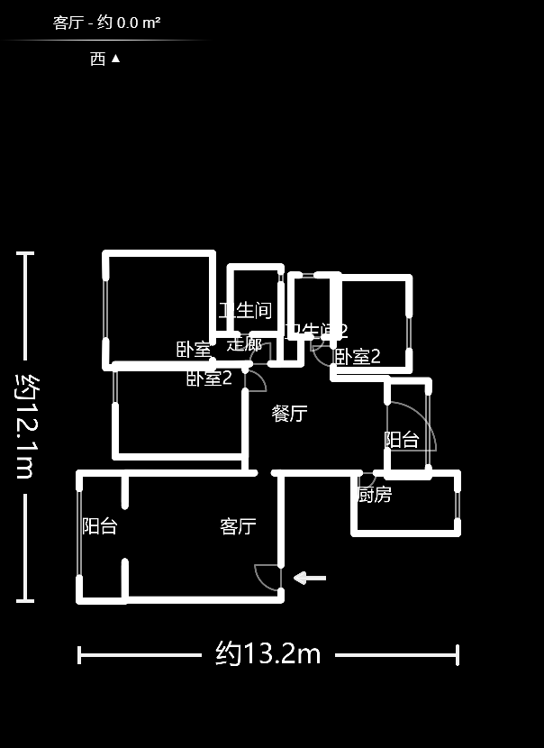 东岸锦城(东方人家)  3室2厅2卫   2300.00元/月户型图