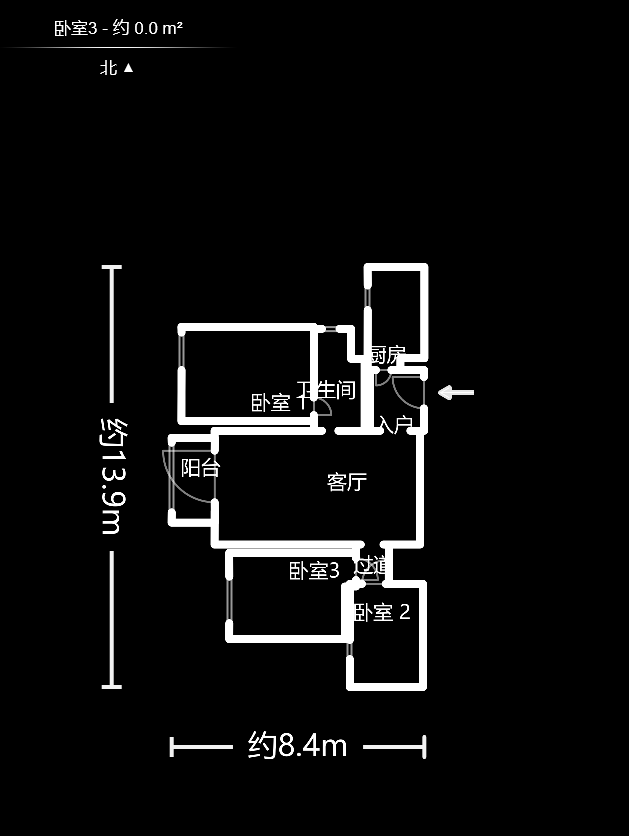 北辰三角洲D3区  3室2厅1卫   180.00万室内图1