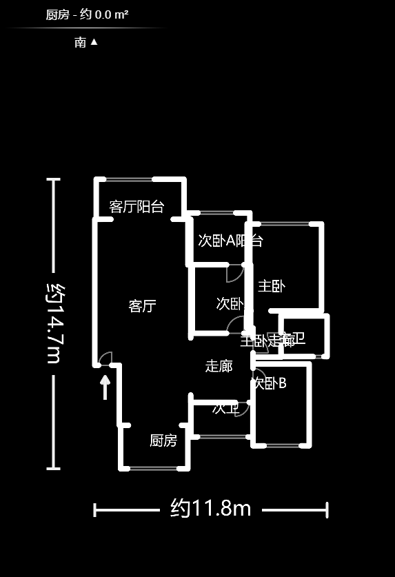 新悦家园  3室2厅2卫   2200.00元/月户型图