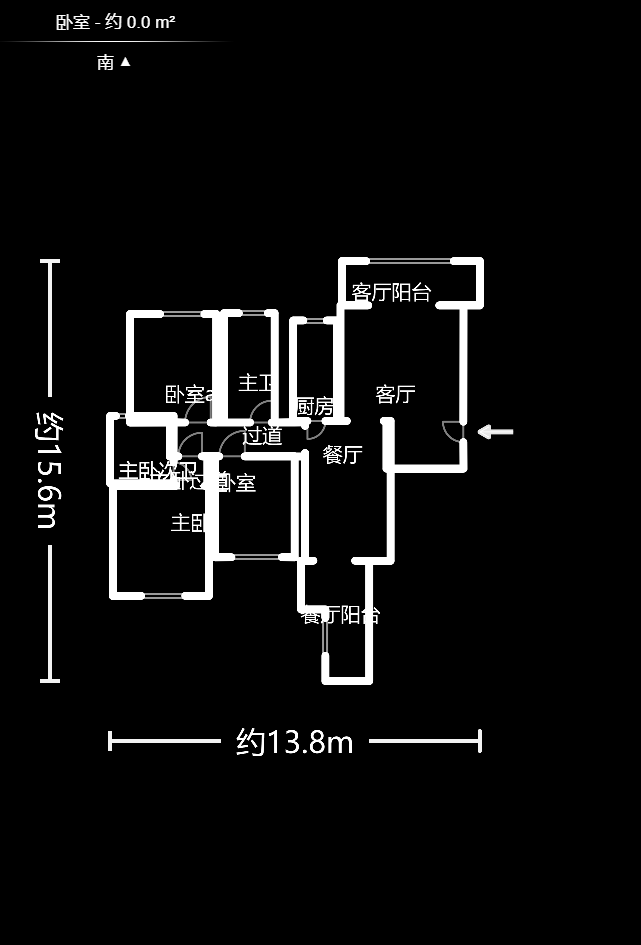 时代星空  3室2厅2卫   2100.00元/月户型图