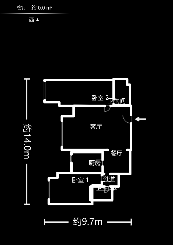北辰定江洋  1室2厅3卫   8000.00元/月户型图