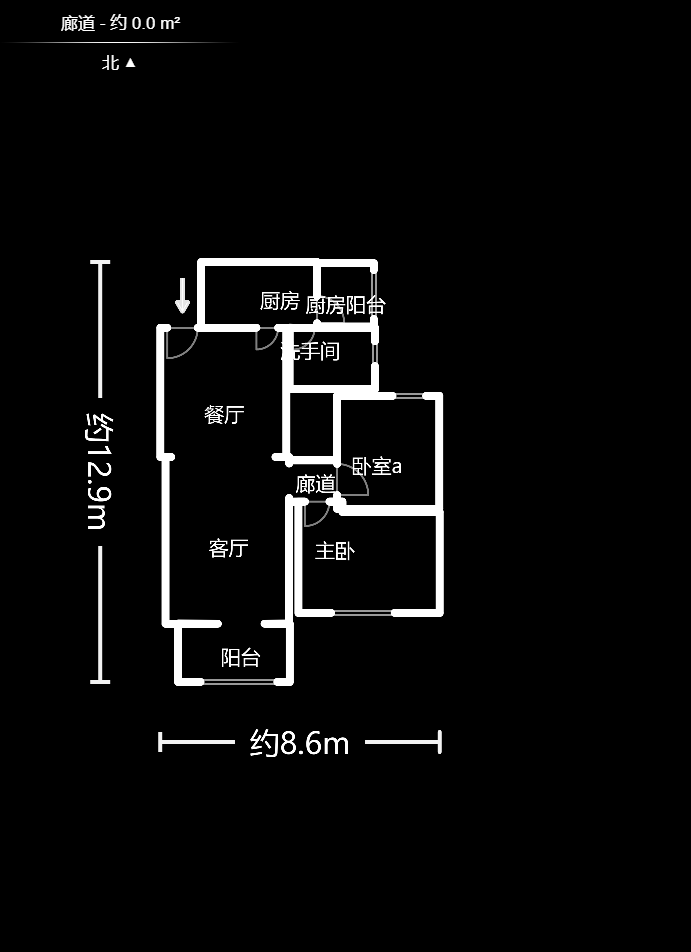 麓谷锦和园  2室2厅1卫   2200.00元/月户型图