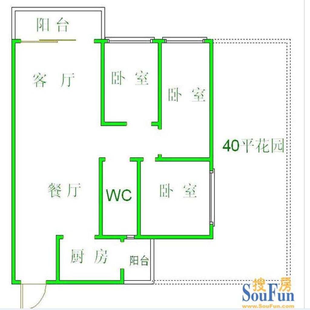 中海锦城二期  3室2厅1卫   100.00万客餐厅一体