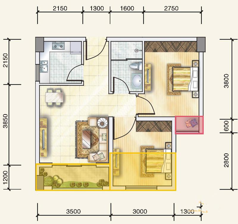 玲珑郡  2室0厅0卫    52.0万