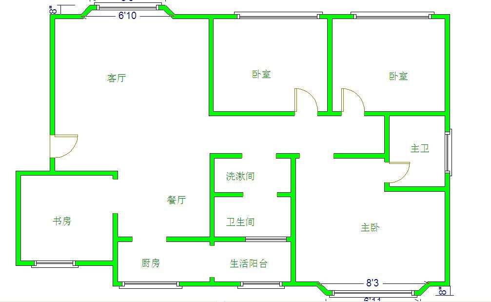 二十一世纪花园1期  4室2厅2卫   105.00万室内图1