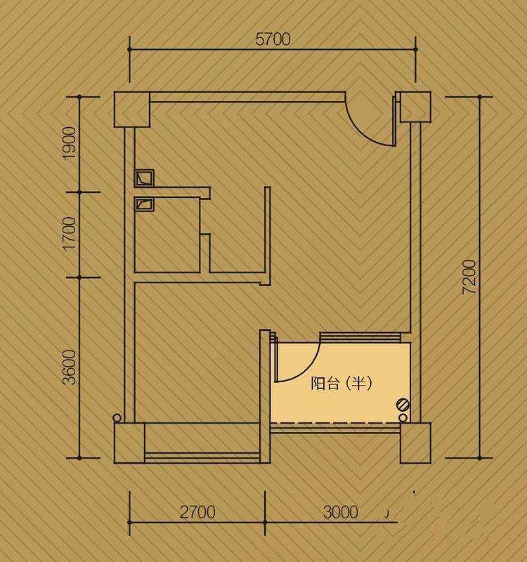 中铁西城二期  1室1厅1卫    1600.0元/月室内图1