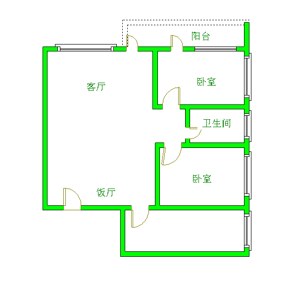 光华馨地  2室1厅1卫    2000.0元/月室内图1