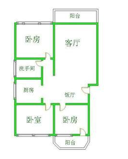 江郊庭苑  3室2厅1卫   2700.00元/月户型图