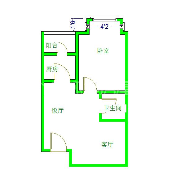 千和馨城  1室1厅1卫   1600.00元/月