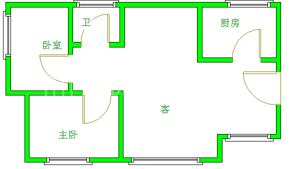 宏达世纪锦城  2室2厅1卫   1700.00元/月室内图1