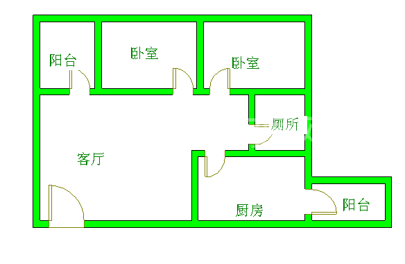 左右小区  2室1厅1卫   1500.00元/月室内图1