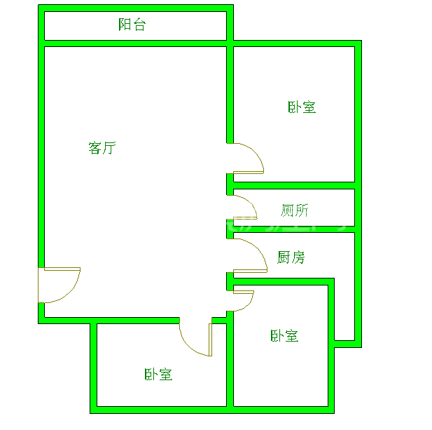 江郊庭苑  3室1厅1卫   2200.00元/月室内图1