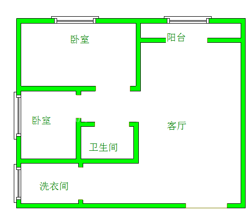 两江国际  2室1厅1卫   180.00万室内图1