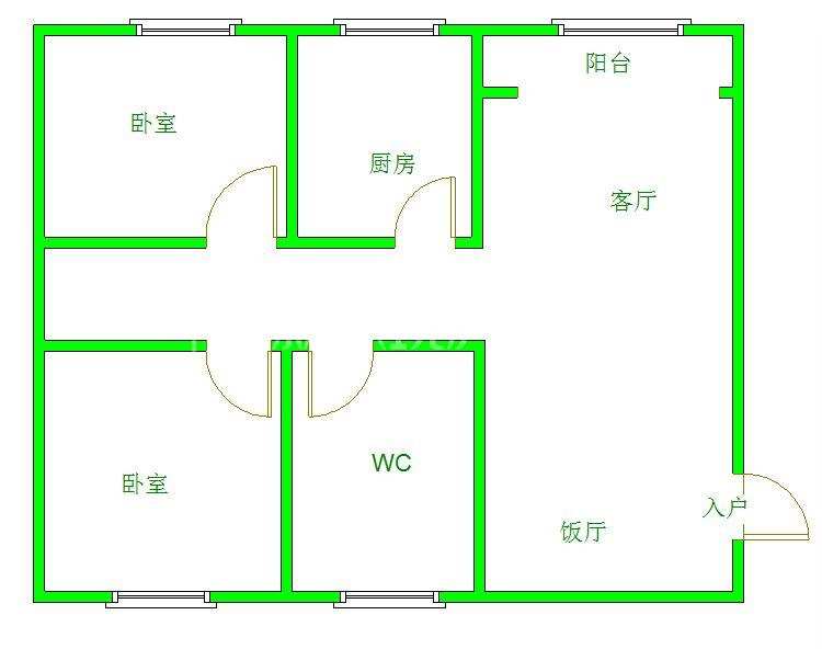 香木林新城  2室1厅1卫   2400.00元/月室内图1