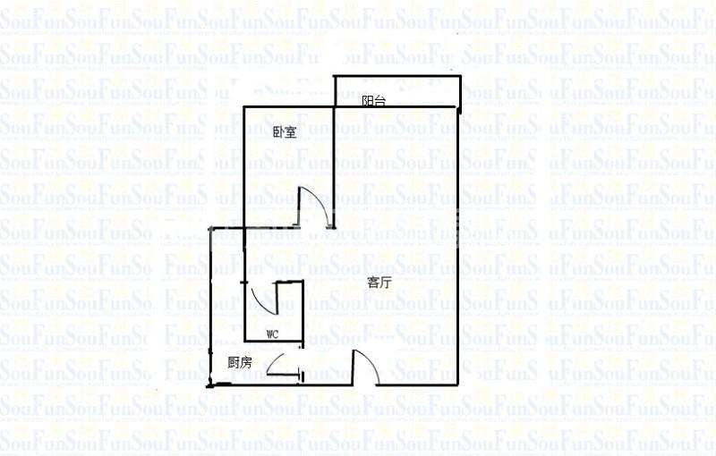 蓝光COCO蜜城  1室1厅1卫   2400.00元/月室内图1