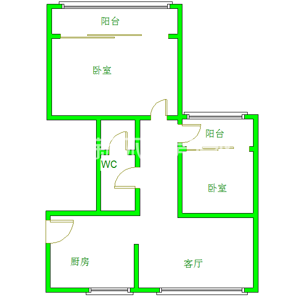千和馨城  2室2厅1卫   2400.00元/月室内图1