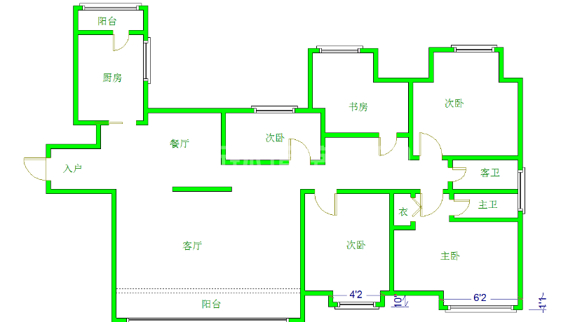 天合丶凯旋城  5室2厅1卫   350.00万室内图1