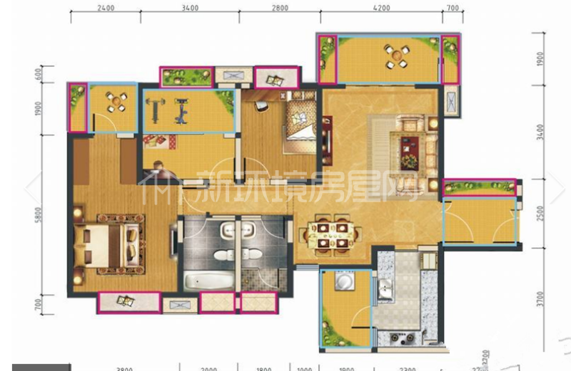 汇锦城A区  3室2厅2卫   330.00万