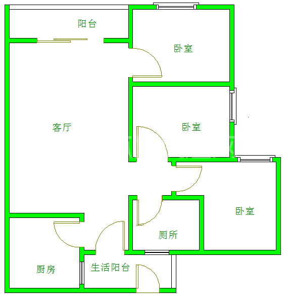 光华锦苑  3室1厅1卫   2300.00元/月室内图1