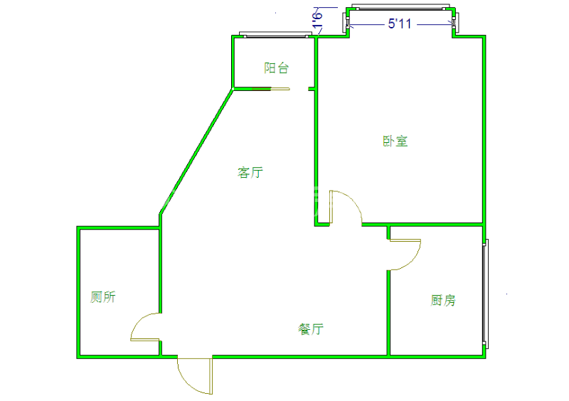 千和馨城  1室1厅1卫   1700.00元/月室内图1