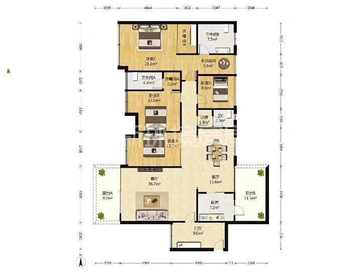 保利心语花园二期  5室2厅2卫    455.0万室内图1