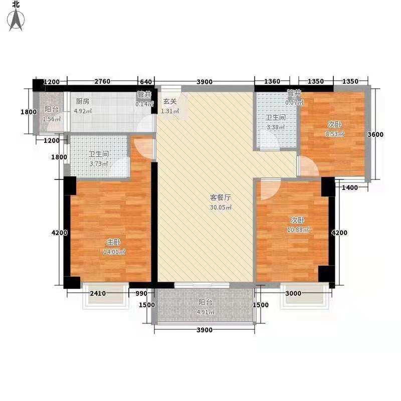 银色现代城  3室2厅2卫   2400.00元/月室内图1