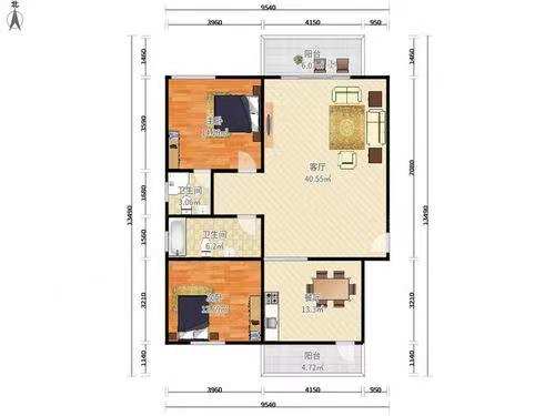 碧桂园  3室2厅1卫   1800.00元/月室内图1