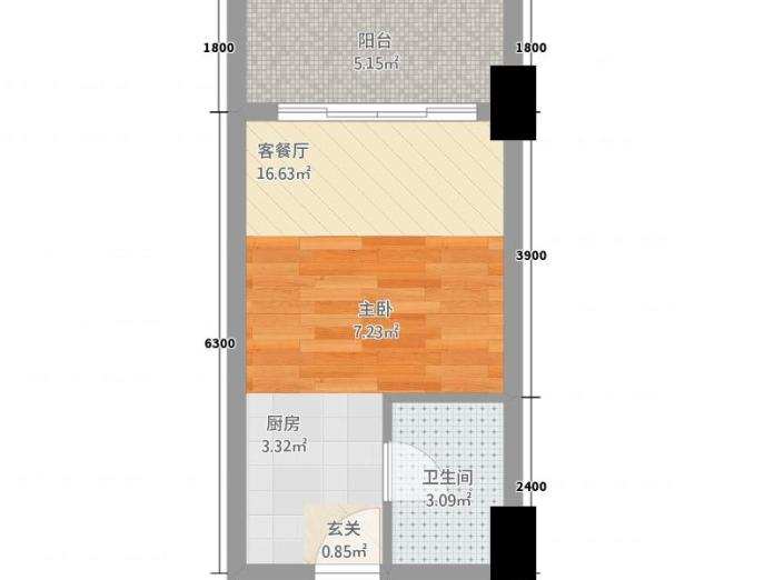 尚峰公寓  1室1厅1卫   1000.00元/月户型图