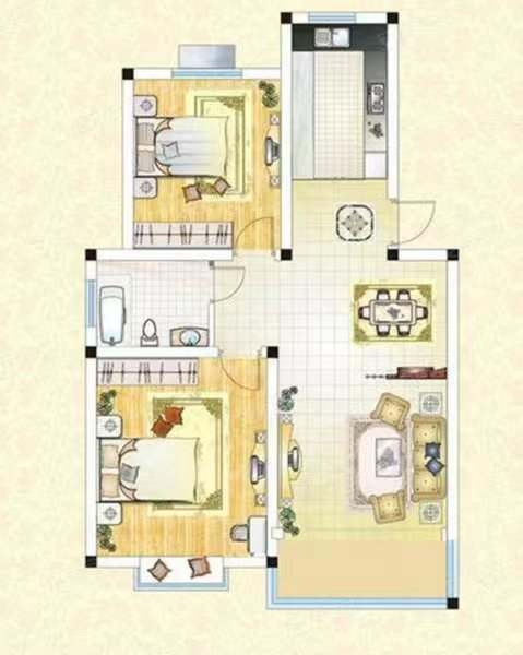 欣天蓝郡  1室1厅1卫   1200.00元/月室内图1