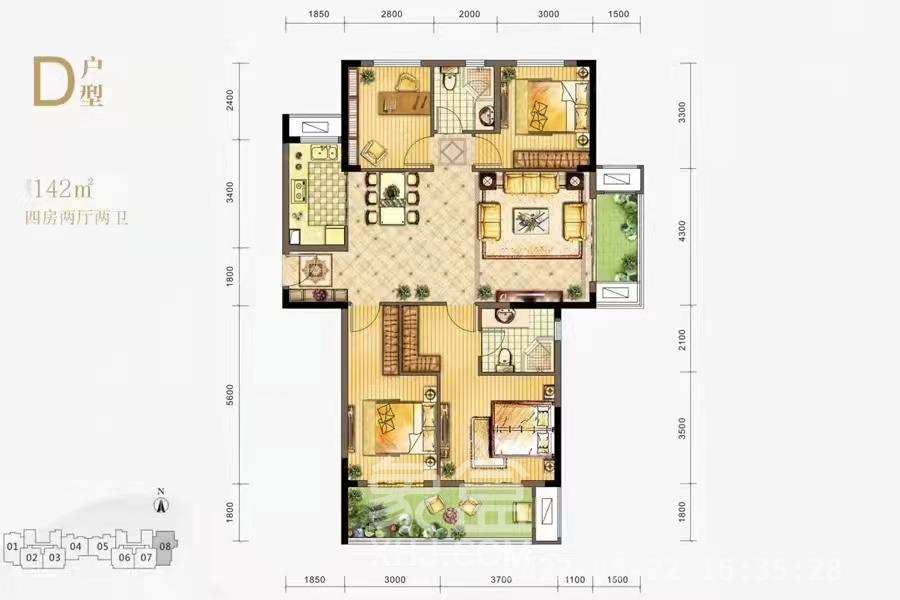 龙湖璟宸原著（龙湖紫宸）  4室2厅2卫    2400.0元/月室内图1