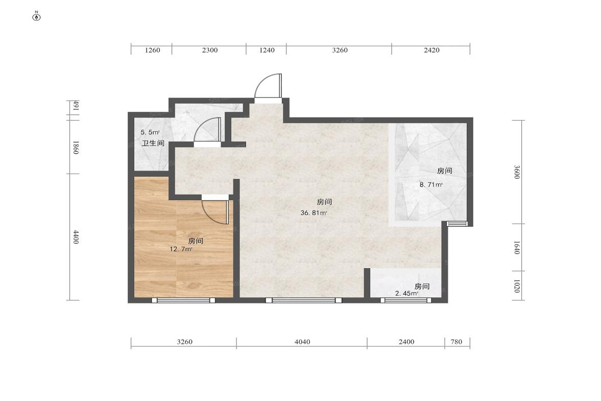 左岸巴陵 1室1厅1卫 800.0元/月 左岸巴陵 1室1厅1卫 800.0元/月户型图