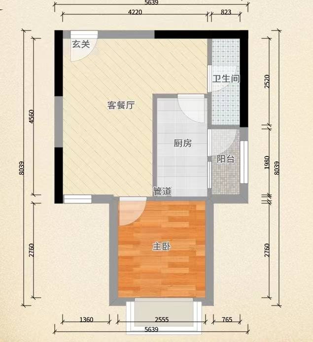 恒大绿洲  1室1厅1卫   1200.00元/月室内图1