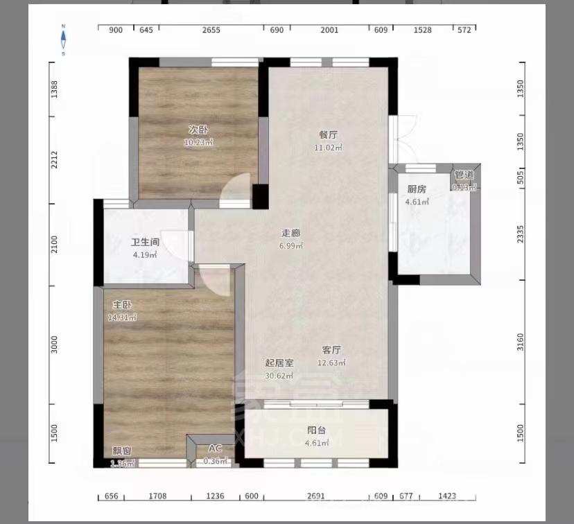 康桥美郡  2室2厅1卫    1500.0元/月 康桥美郡  2室2厅1卫    1500.0元/月户型图