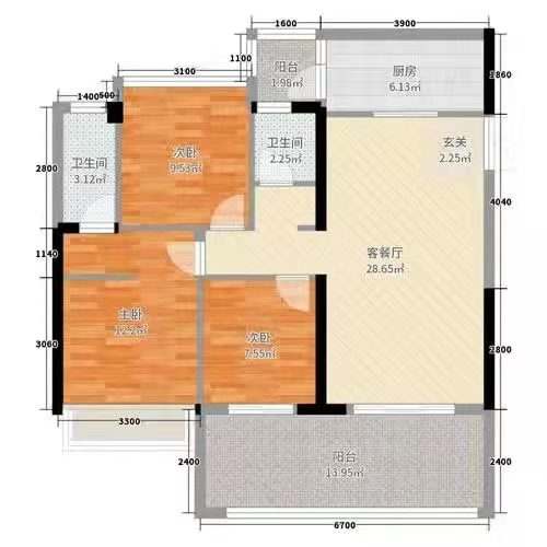 太平小区  3室2厅2卫   1200.00元/月室内图1