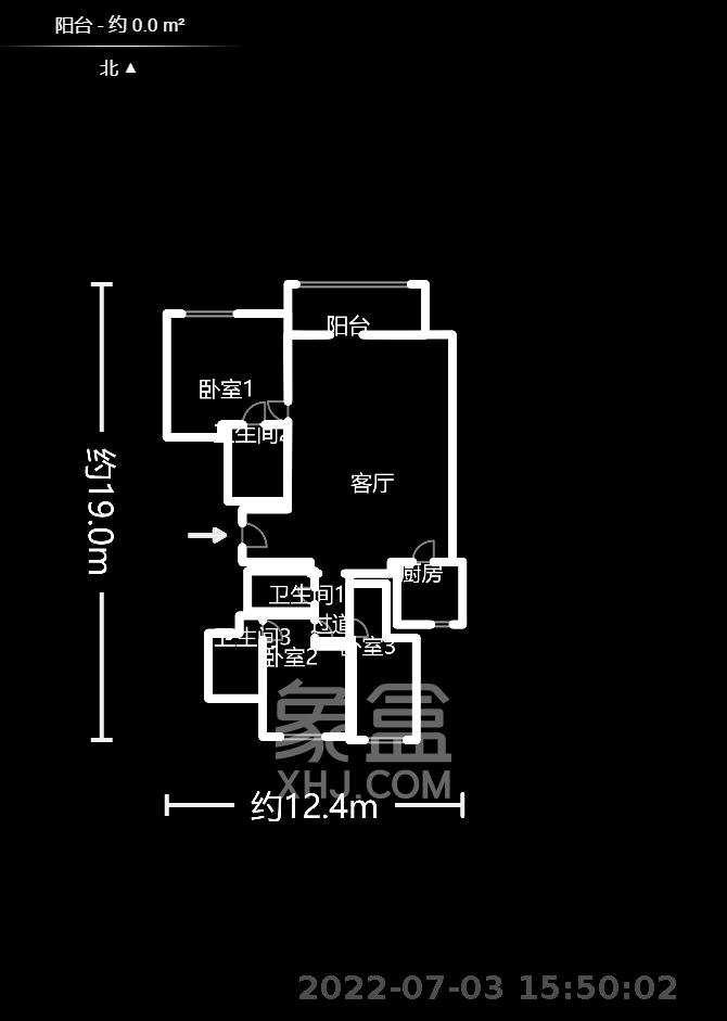 北辰定江洋 1室1厅1卫 3000.0元/月 北辰定江洋 1室1厅1卫 3000.0元/月户型图