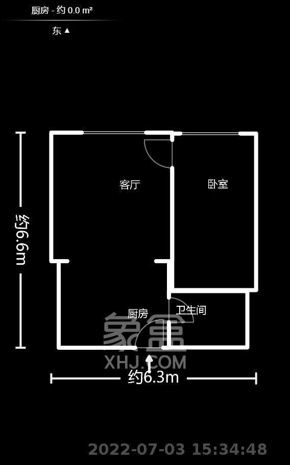 湘楚华庭  1室1厅1卫   1400.00元/月户型图