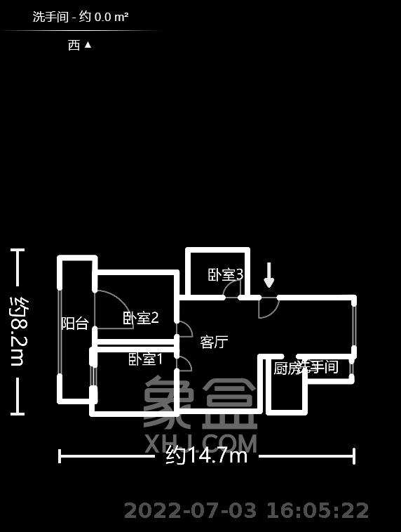 双银花园  3室2厅1卫   2000.00元/月户型图