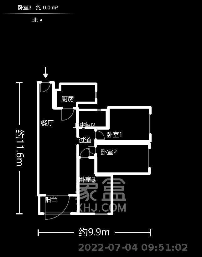 北辰三角洲D3区 3室2厅2厨1卫 3800.00元/月室内图1