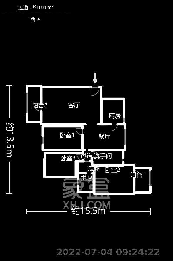 长沙紫金苑  3室2厅1卫    3700.0元/月户型图