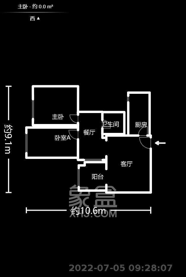 谋房博客(博客天街)  2室2厅1卫   2200.00元/月户型图