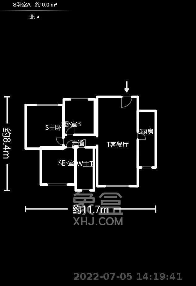 京武浪琴山一、二期  3室2厅2卫   4500.00元/月户型图