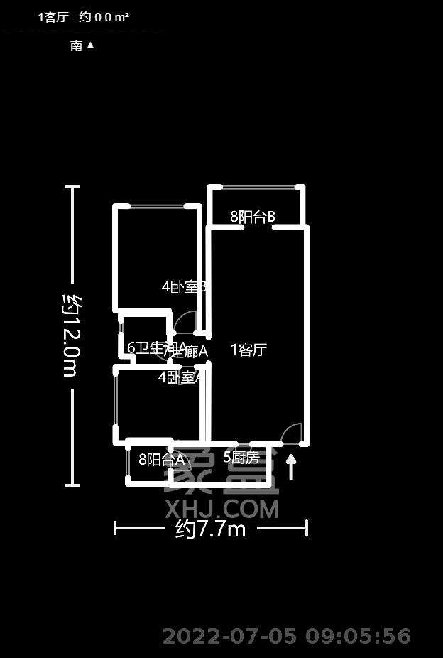 恒大雅苑  2室1厅1卫   2300.00元/月户型图