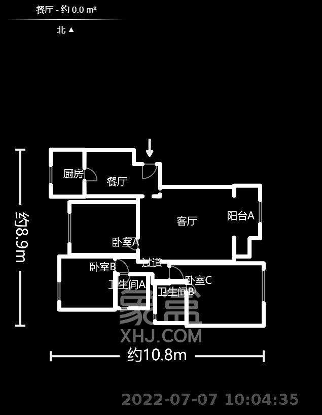 富兴嘉城（富兴汇中央）  3室2厅2卫   3000.00元/月户型图