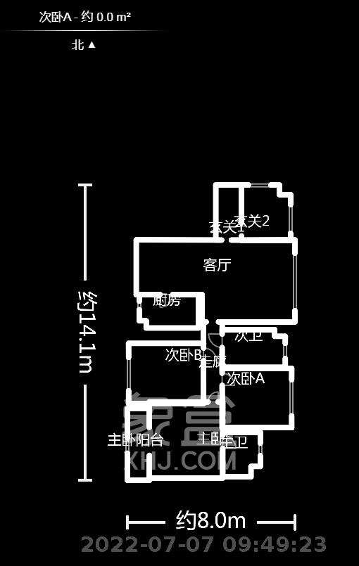 泊林晶城  3室2厅2卫   2200.00元/月户型图
