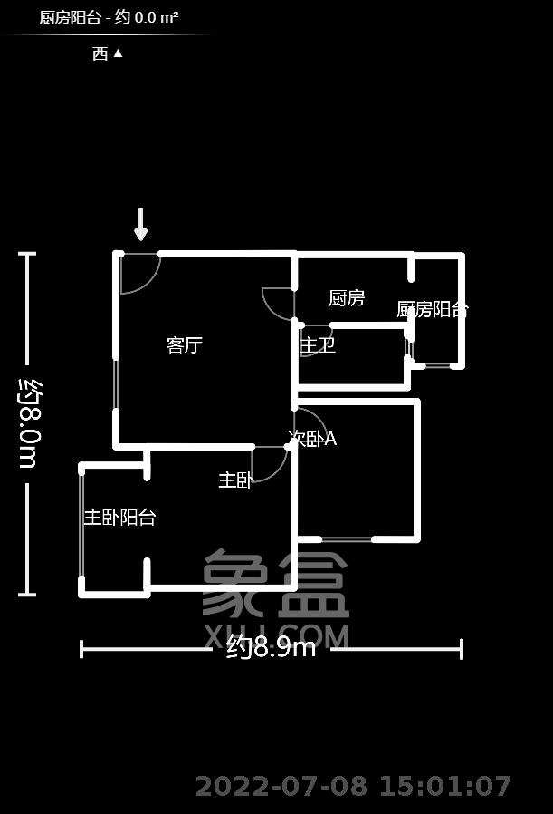 新新花园  2室2厅1卫   2000.00元/月户型图