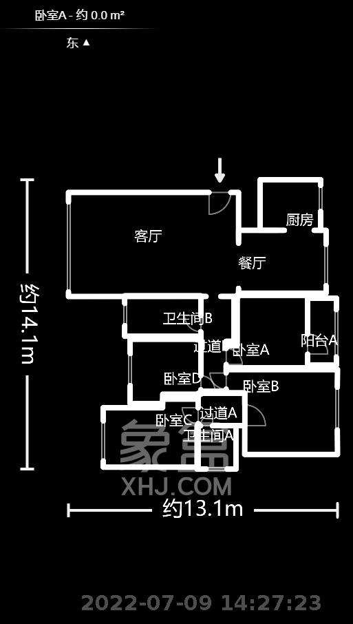 中南红领邦（红星嘉和苑）  3室2厅2卫   3200.00元/月户型图