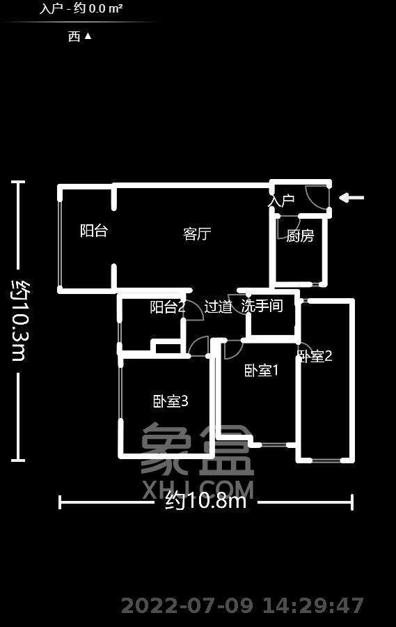 云鼎公馆  2室2厅1卫   3000.00元/月户型图